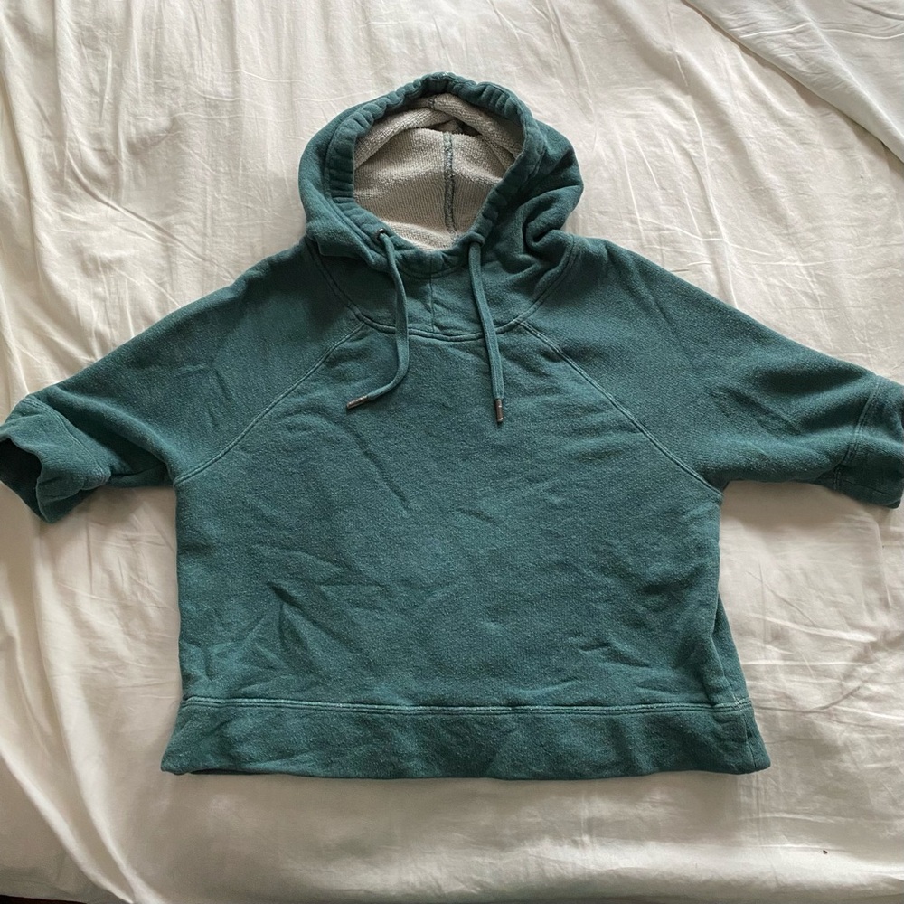 Pact Organic Cotton Hoodie Half Sleeve Hoodie with Hood - Green M